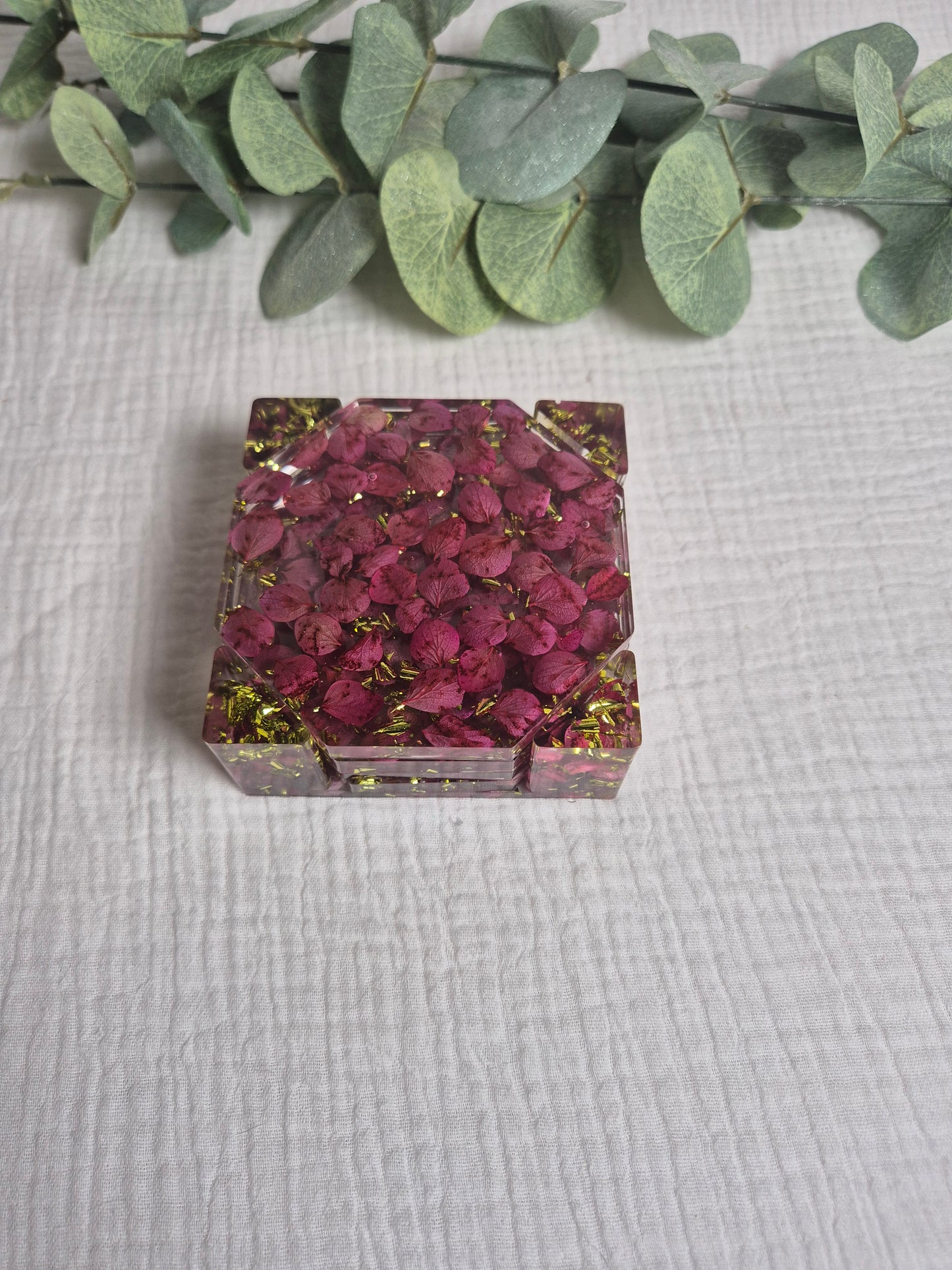 Untersetzer Set mit echten Blüten