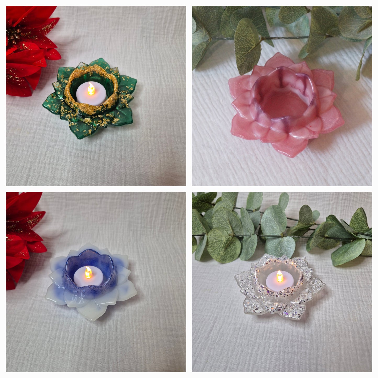 Teelichthalter "Lotusblüte" in verschiedenen Varianten