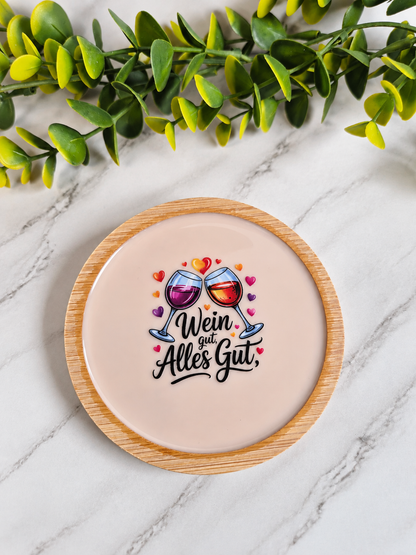 Untersetzer-Set aus Bambus & Harz – Weinliebe 🍷🤎